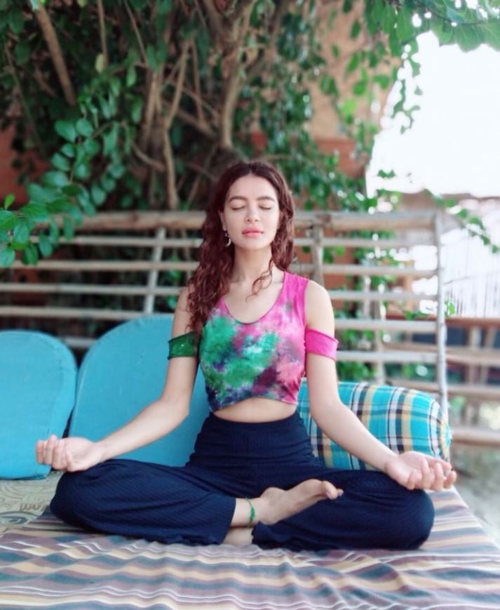 Shristi while doing yoga at home