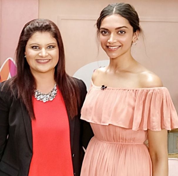 Shruti Mishra with Indian actress Deepika Padukone on the show 