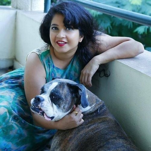 Shubha Poonja with her pet dog