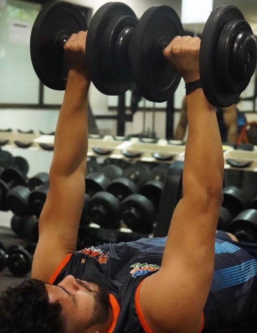 Shubham Shinde posing at a gym