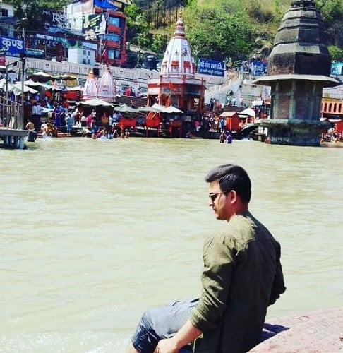 Shubhankar Mishra during his visit to a temple