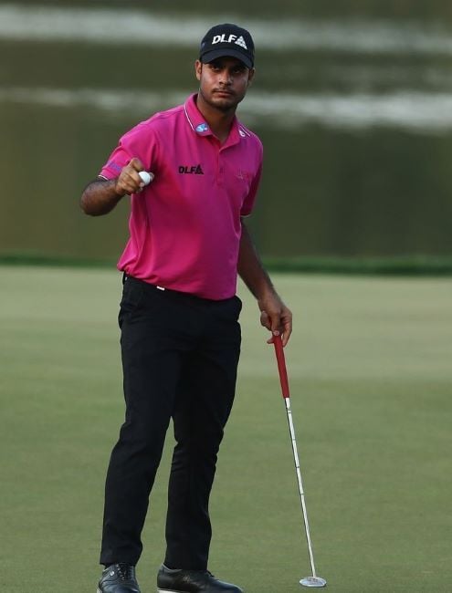 Shubhankar Sharma playing at the DLF Golf Club
