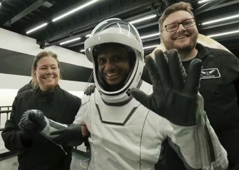 Shubhanshu Shukla waving at camera after reaching Earth from the ISS