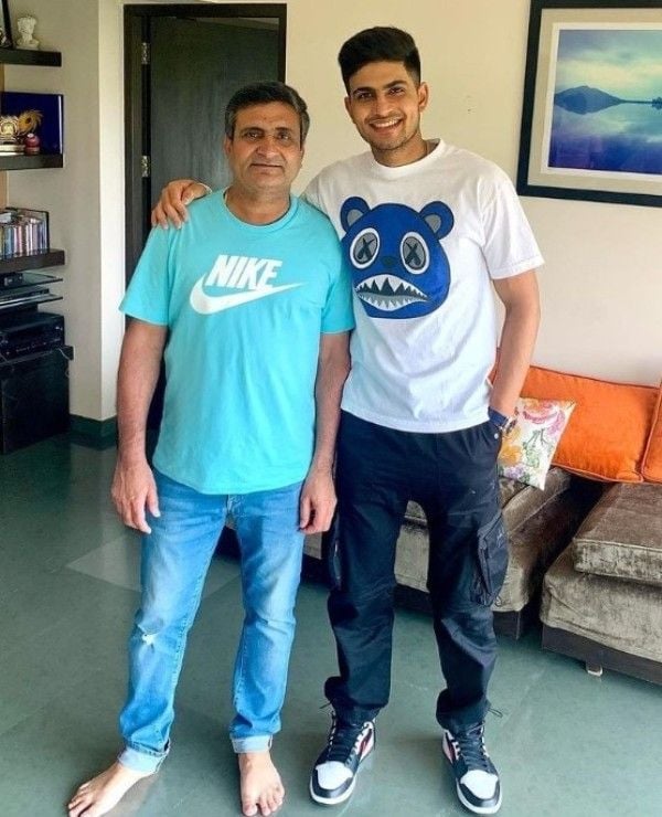 Shubman Gill with his father