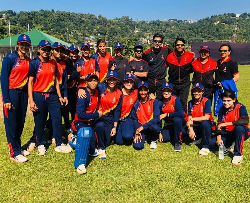 Shweta Sehrawat with the Delhi U-19 women squad