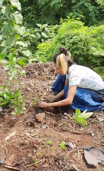 Shyna Sunsara while planting a sapling