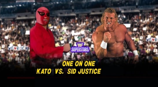 Sid Eudy and Kato on the poster of a WWF match