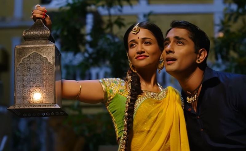 Siddharth (as Thalaivankottai Kaliappa Bhagavathar), along with Anaika Soti (as Yuvarani Rangamma) in a still from the film