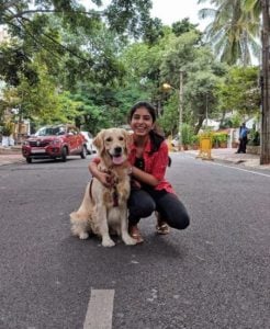 Siddhi Mahajankatti with her pet dog