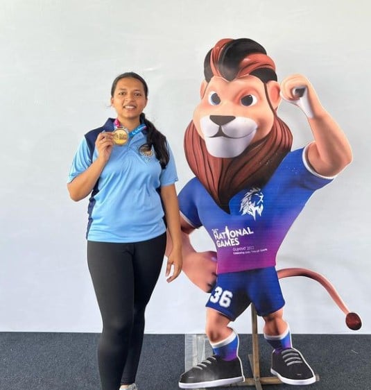 Sift Kaur Samra during the 36th National Shooting Championships held in Gujarat