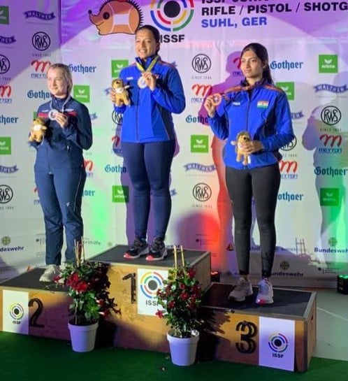 Sift Kaur Samra during the Junior World Cup Shooting Championships held in Suhl, Germany
