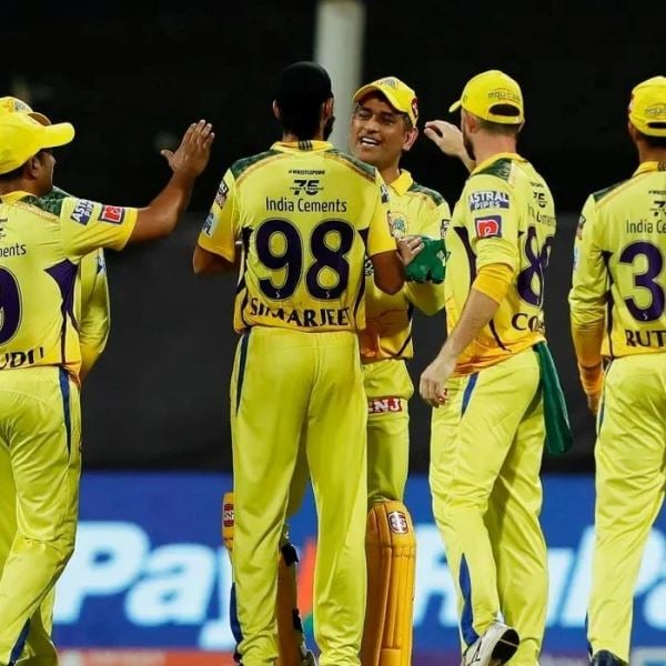 Simarjeet singh with the Chennai Super Kings team