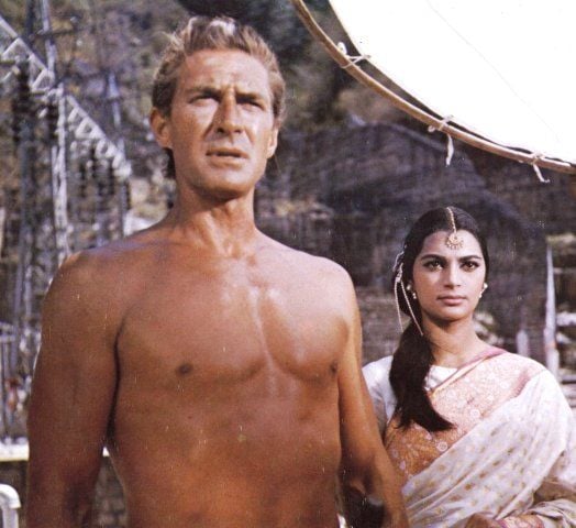 Simi Garewal while shooting for Tarzan Goes to India