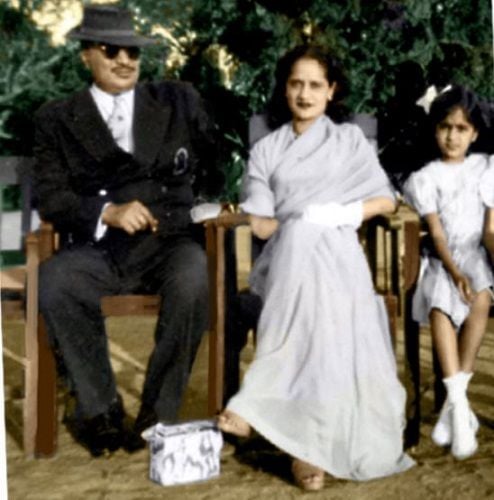 Simi Garewal with her parents