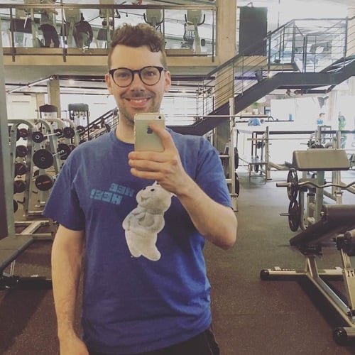 Simon Boulerice at a gym