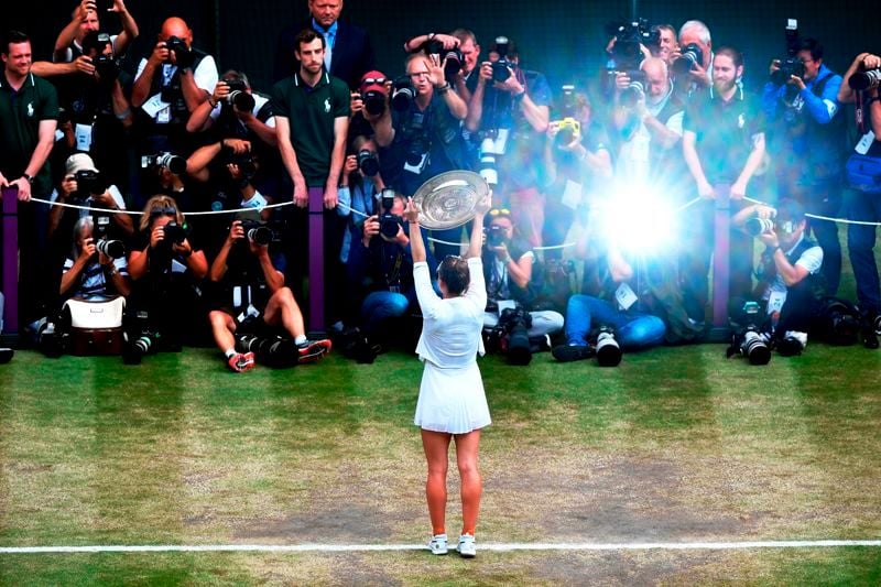 Simona Halep After Receiving Her Wimbledon Trophy