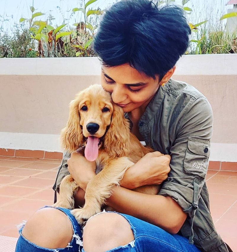 Sindhu Lokhnath with her dog