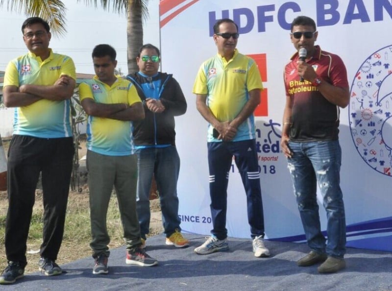 Sitanshu Kotak (extreme right) during a match tournament for BPCL