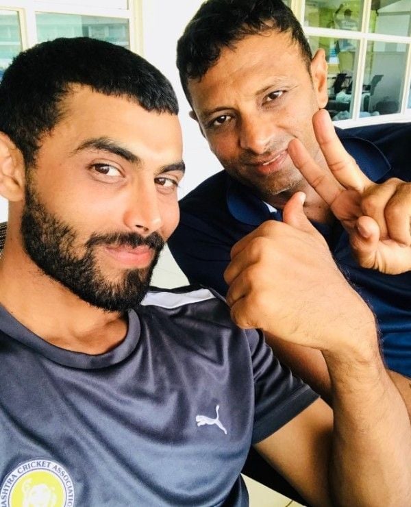 Sitanshu Kotak with Ravindra Jadeja (left) when he used to coach Saurashtra