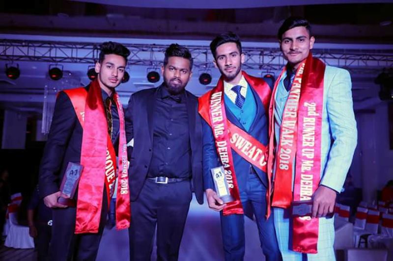 Siwet Tomar (second from right) wearing the Mr Dehradun sashe