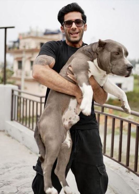 Siwet Tomar with his pet dog