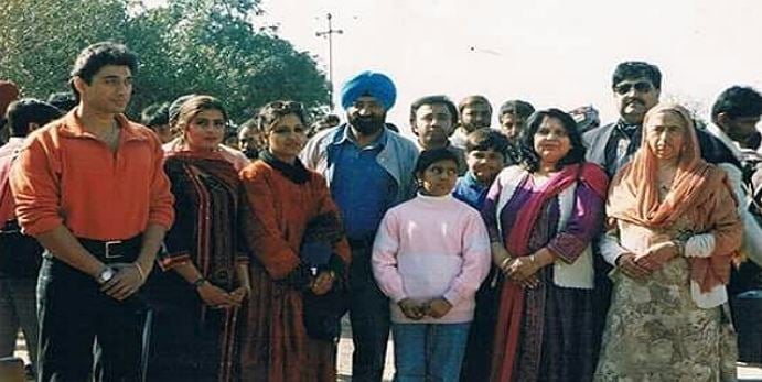 Smeep Kang (extreme left) during the shoot of his debut film, Mahaul Theek Hai