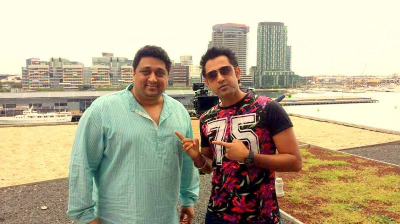 Smeep Kang with Gippy Grewal before starting the shoot of Carry on Jatta