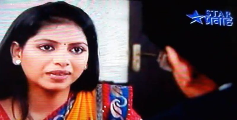 Smita Shewale in a still from the Marathi television serial Mandala Don Ghadicha Daav (2011)