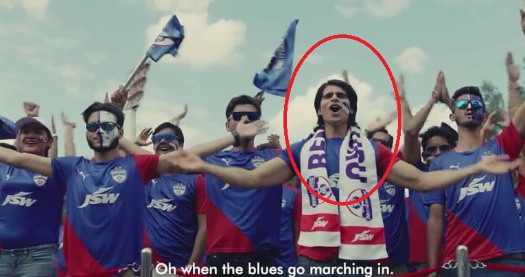 Snehith Gowda during the shoot of an ad for Bengaluru FC