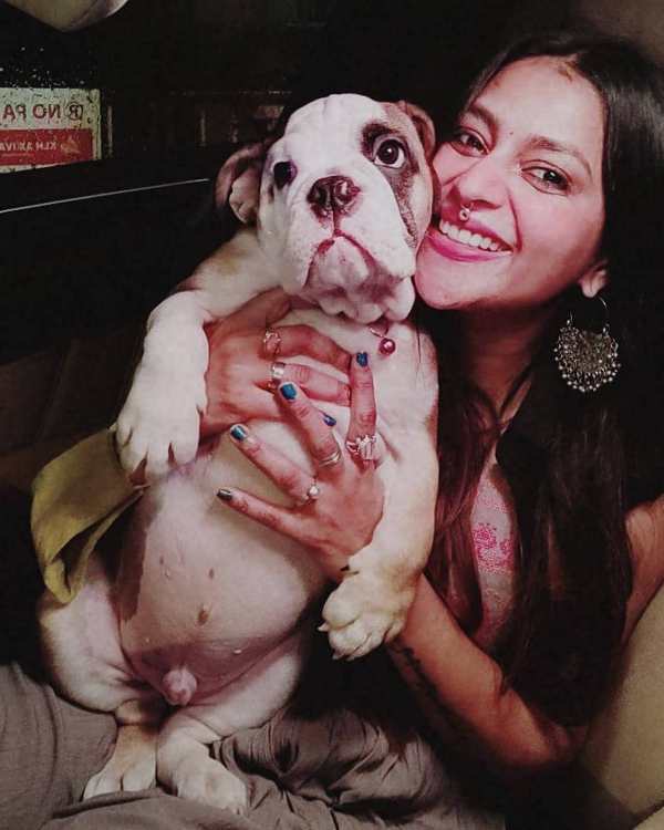 Sobha Viswanath with her pet Pumpkin
