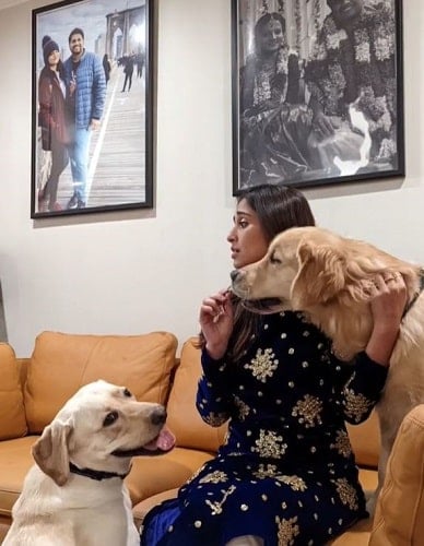 Somya Seth with her pet dogs