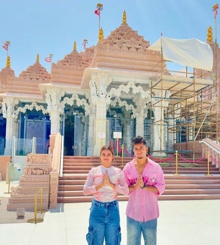 Sona Dey at a temple