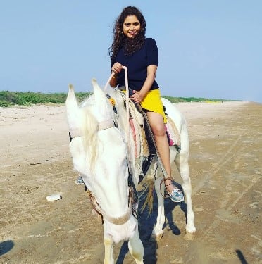 Sonakshi Verma while riding a horse
