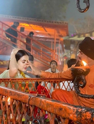 Sonal Chauhan at a temple