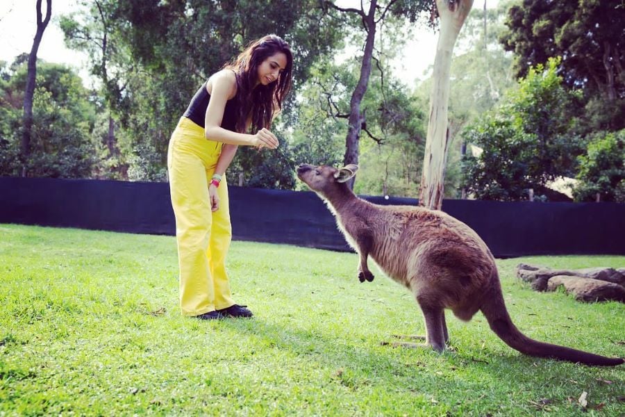Sonali Thakker with a kangaroo