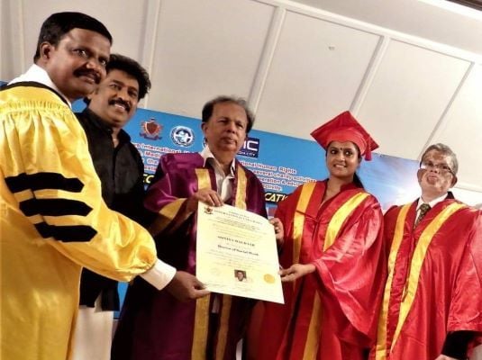 Sonia Malhar (second from right) awarded with a doctorate