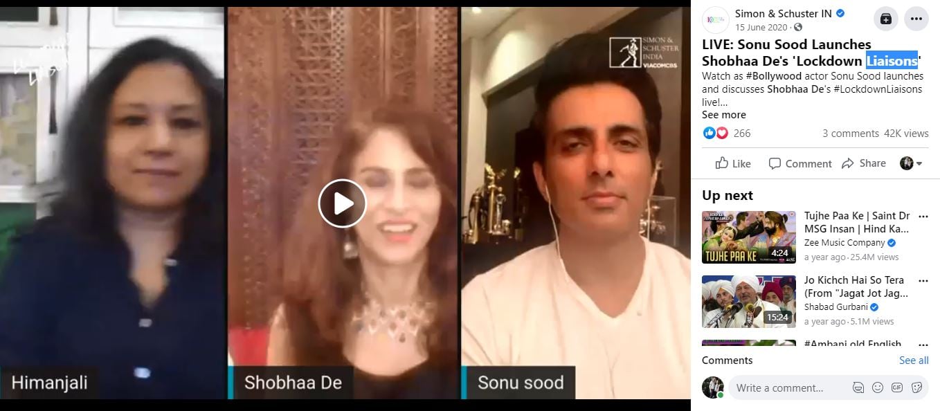 Sonu Sood with Shobhaa De