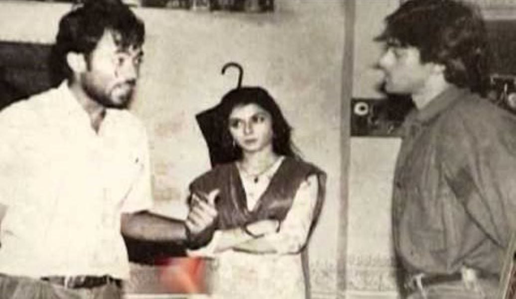 Sooraj Barjatya (Left) on the sets of Maine Pyar Kiya