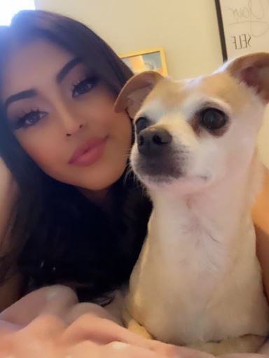 Sophia Leone with her pet dog