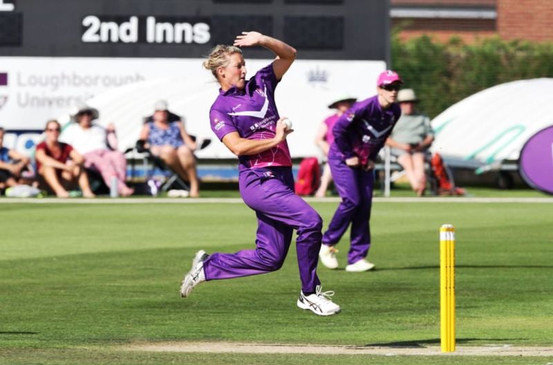 Sophie Devine bowling for Loughborough Lightning