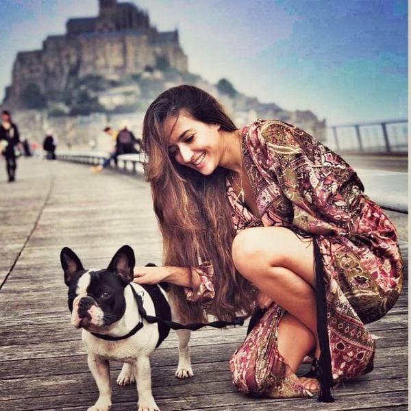 Soundous with her puppy