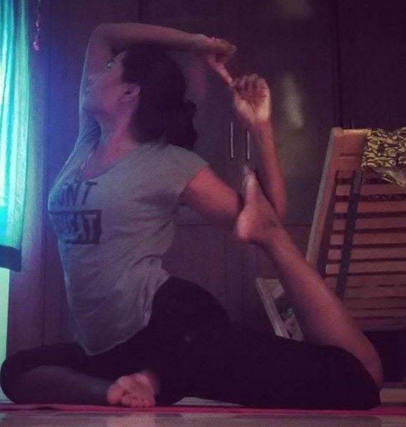 Sowmya practicing Yoga