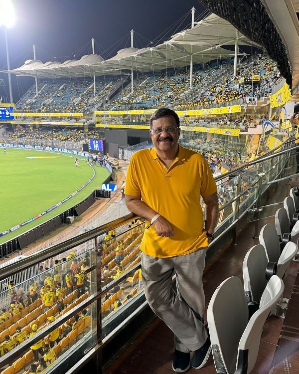 Sreedhar Pillai at a cricket stadium