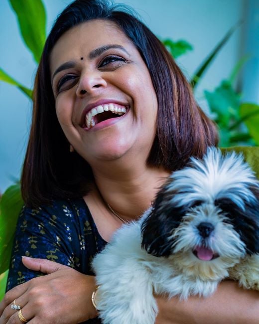 Sreeja Shyam with her dog Zimbappi