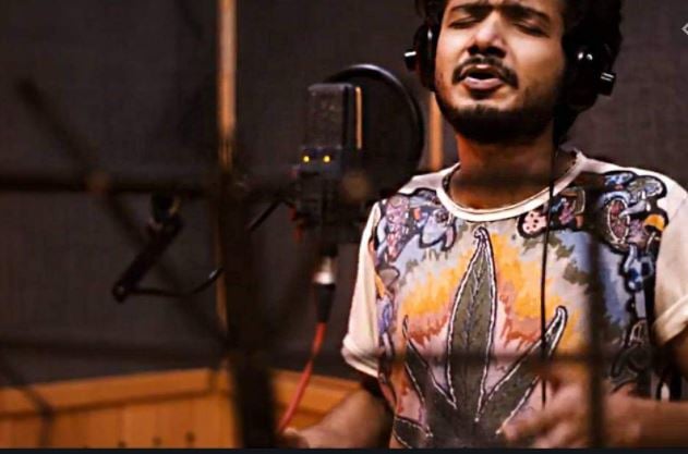 Sreenath Bhasi in a recording studio