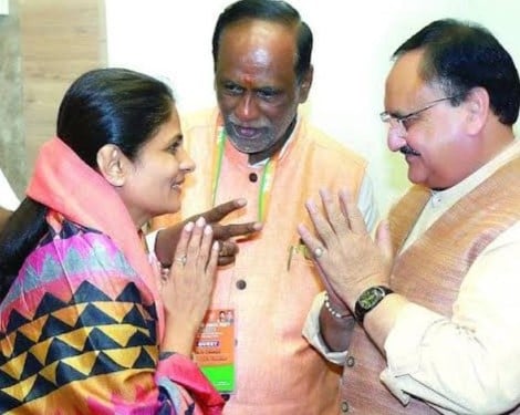 Srikala Reddy with J P Nadda