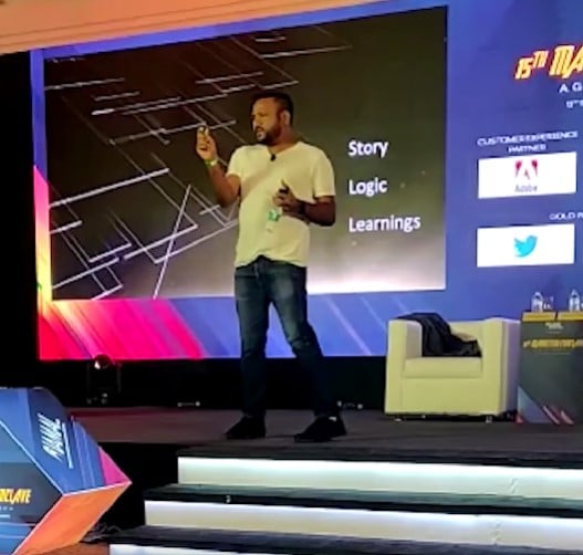 Srikanth Bureddy while delivering a lecture at an organisation