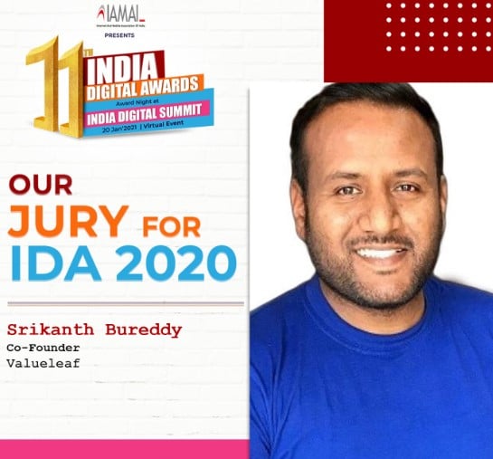 Srikanth Bureddy on the poster of the 11th India Digital Awards show