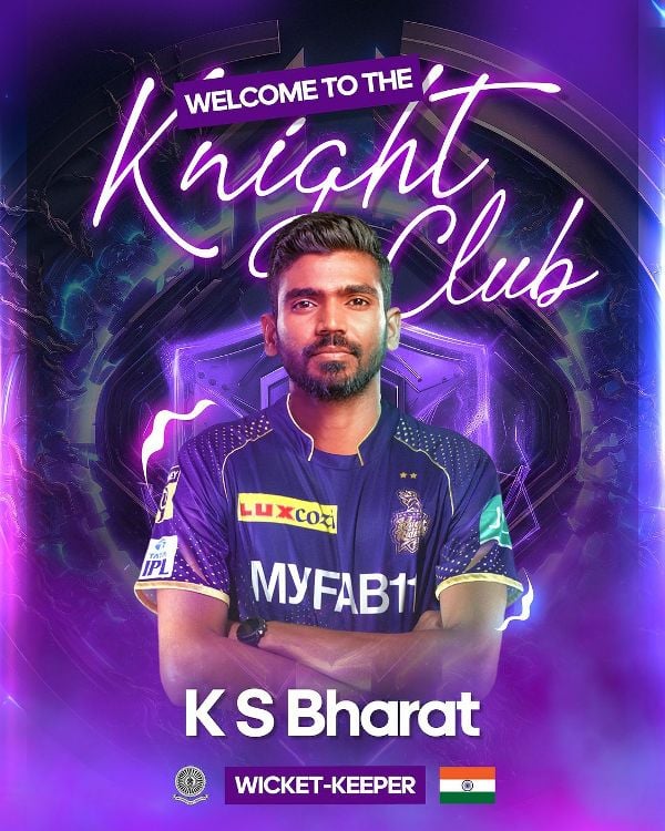 Srikar Bharat was sold to Kolkata Knight Riders in the 2024 IPL auction for a base price of Rs. 50 lakh
