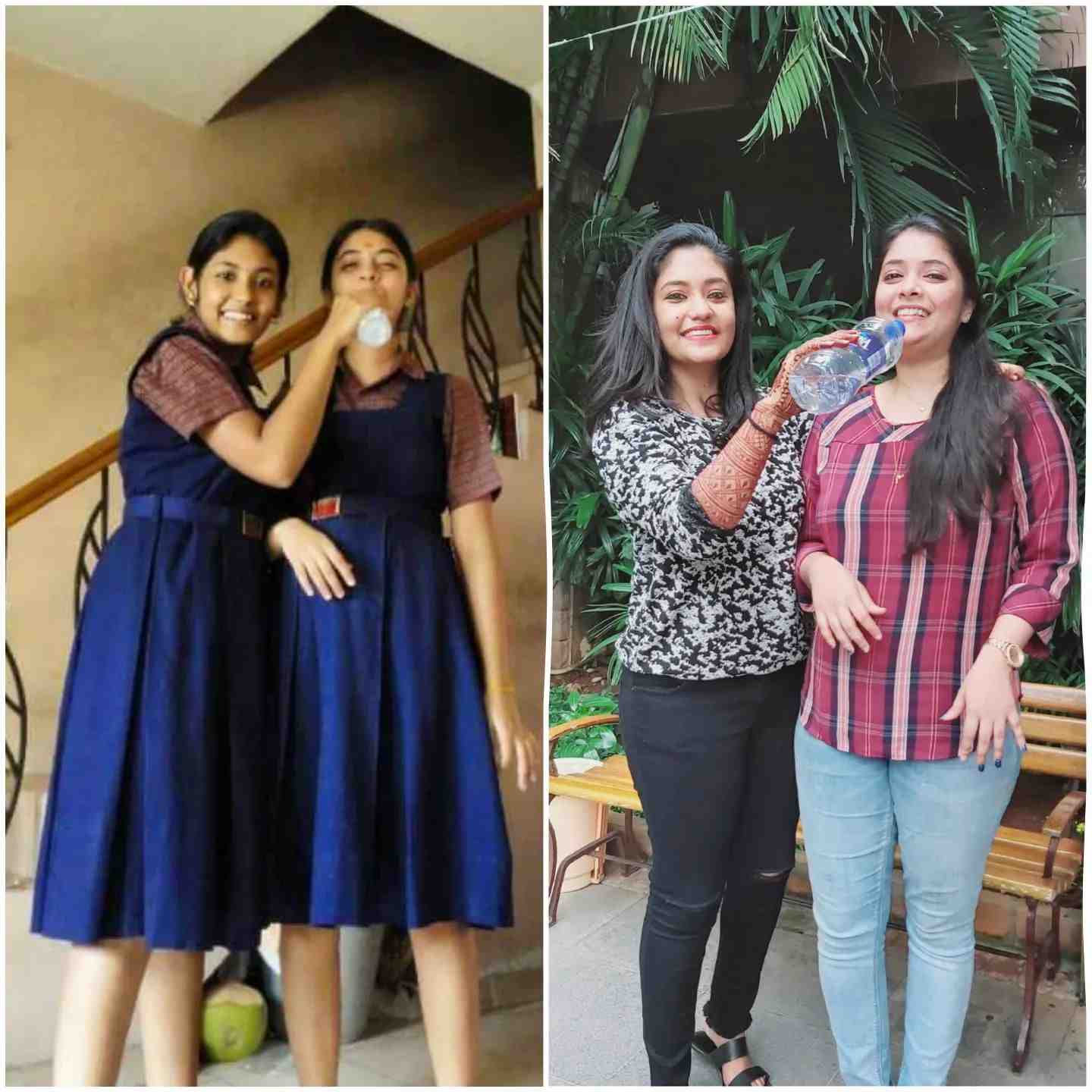  Pictures of Sruthi Shanmuga Priya (left in both photos) from her school and college days